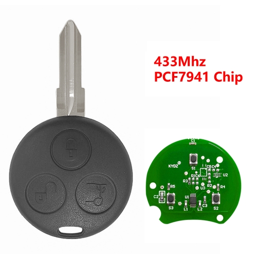 (433Mhz)3 Buttons PCF7941 Chip Remote Key for Merceds Benz 1998-2006