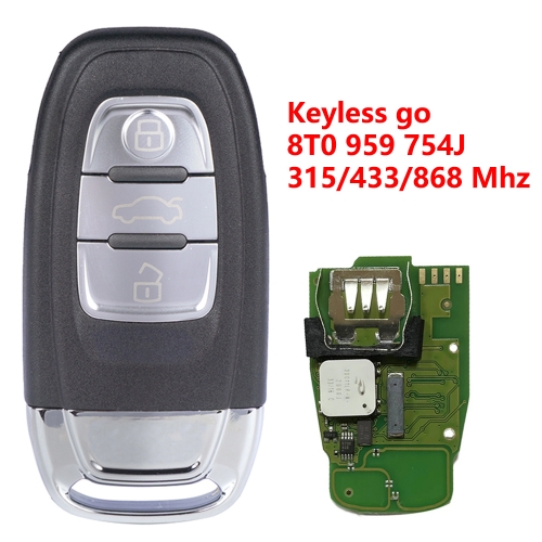 (315/433/868Mhz)8T0959754J 3 Buttons PCF7945AC Chip Smart Card Remote Key for Audi