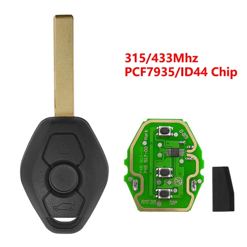(315/433Mhz)3 Buttons PCF7935/ID44 Chip Remote Key for BMW EWS System(Frequency Changeable) HU92 Blade