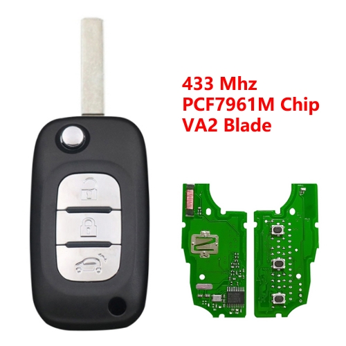 (433Mhz)3 Buttons PCF7961M/4A Chip Flip Remote Key for Benz 2015-2017