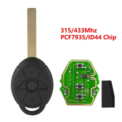 (315/433Mhz)3 Buttons PCF7935/ID44 Chip Remote Key for BMW Mini(Frequency Changeable)