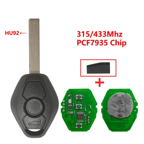 (315/433Mhz)3 Buttons PCF7935 Chip Remote Key for BMW EWS System(non-ajustable) HU92 Blade