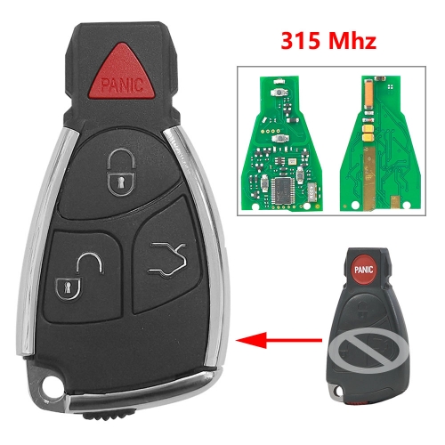 (315Mhz)3+1 Buttons Modified Remote Key for Merceds Benz Chrome Style