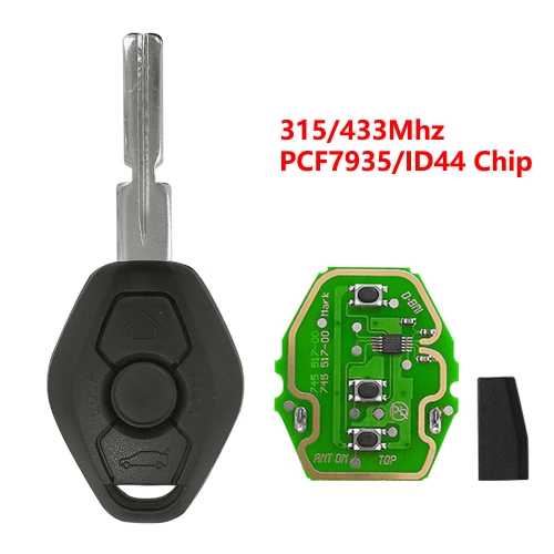(315/433Mhz)3 Buttons PCF7935/ID44 Chip Remote Key for BMW EWS System(Frequency Changeable)  HU58 Blade