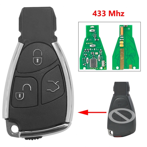 (433Mhz)3 Buttons Modified Remote Key for Merceds Benz Chrome Style