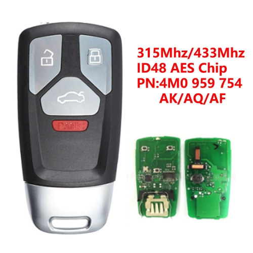 (315/433Mhz)4M0959754 3+1 Buttons ID48 AES Chip Remote Key for Audi