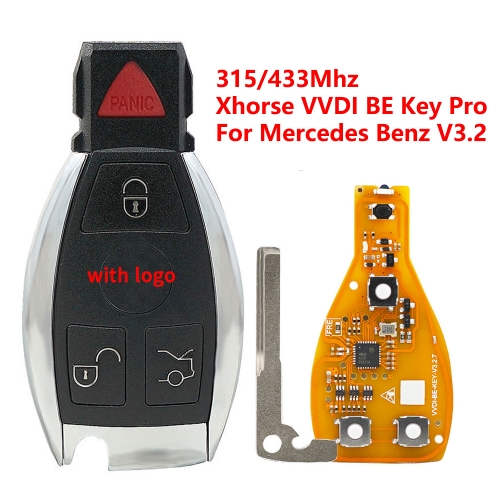 (315/433Mhz)3+1 Buttons Xhorse VVDI BE Key Pro for Mercedes Benz V3.2 PCB Remote Key