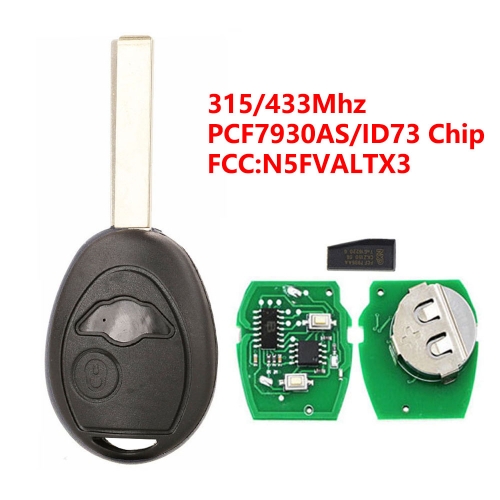 (315/433Mhz)2 Buttons PCF7931/ID73 Chip Remote Key for BMW Mini Copper Land Rover 75 MG ZT 2002-2005