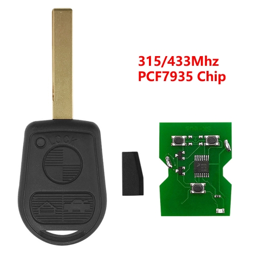 (315/433Mhz)Old 3 Buttons PCF7935 Chip Remote Key for BMW EWS System  HU92 Blade