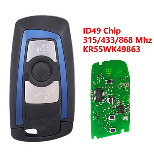 (315/433/868Mhz)KR55WK49863 3 Buttons ID49 Chip Remote Key for BMW F Chassis FEM / BDC CAS4 CAS4+