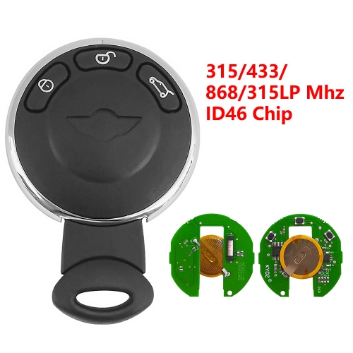 (315/433/868/315LP Mhz)3 Buttons ID46 Chip with Yellow Battery Remote Key for BMW Mini