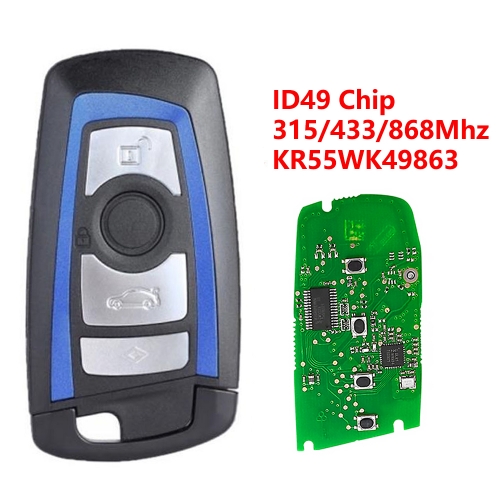 (315/433/868Mhz)KR55WK49863 4 Buttons ID49 Chip Remote Key for BMW F Chassis FEM / BDC CAS4 CAS4+