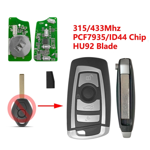 (315/433Mhz)4 Buttons PCF7935 Chip Remodling Flip Key for BMW EWS with HU92 Blade