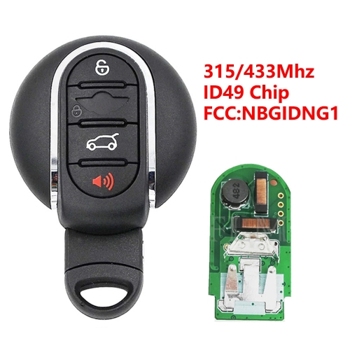 (315/433Mhz)NBGIDGNG1 4 Buttons ID49 Chip Remote Key for BMW Mini Cooper 2013- 2017