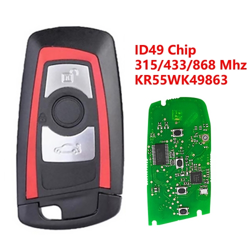 Red Remote Key Fob 3Button 315Mhz/433Mhz/868Mhz PCF7953 For BMW F Chassis FEM / BDC CAS4 CAS4+