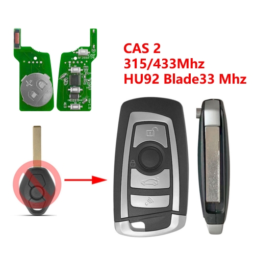 (315/433/868/315LP Mhz)4 Buttons Flip Remote Key for BMW CAS2 with HU92 Blade