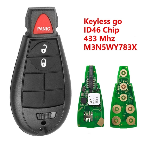 (433Mhz)M3N5WY783X 3+1 Buttons (Start)ID46 Chip Keyless go Remote Key for C-hrysler