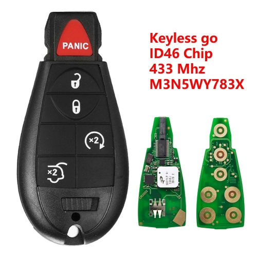 (433Mhz)M3N5WY783X 4+1 Buttons ID46 Chip Keyless go Remote Key for C-hrysler#F