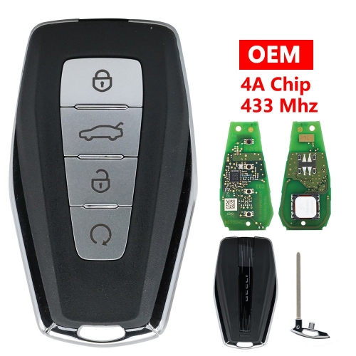 (433Mhz)Original 4 Button 4A Chip Keyless go Key for Geely Black