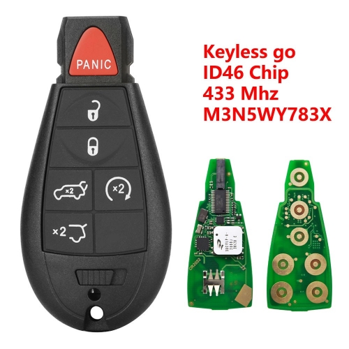 (433Mhz)M3N5WY783X 4+1 Buttons ID46 Chip Keyless go Remote Key for C-hrysler#H