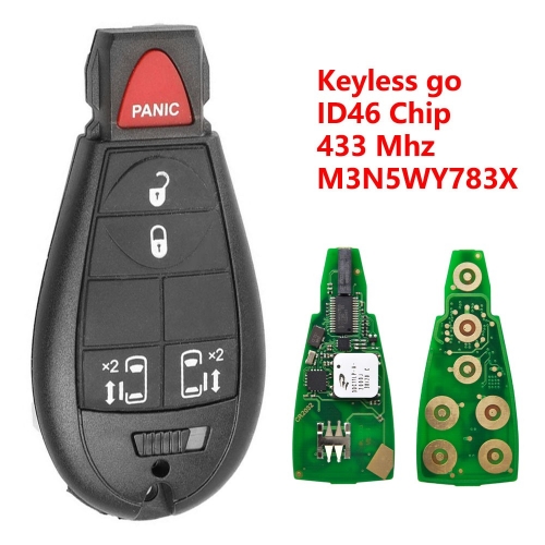 (433Mhz)M3N5WY783X 5+1 Buttons ID46 Chip Keyless go Remote Key for C-hrysler#I