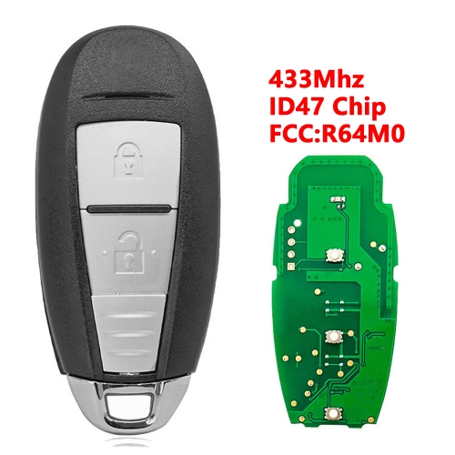 (433Mhz)R64M0 2 Button ID47 Chip Keyless Remote Fob for Suzuki Grand Vitara Ciaz