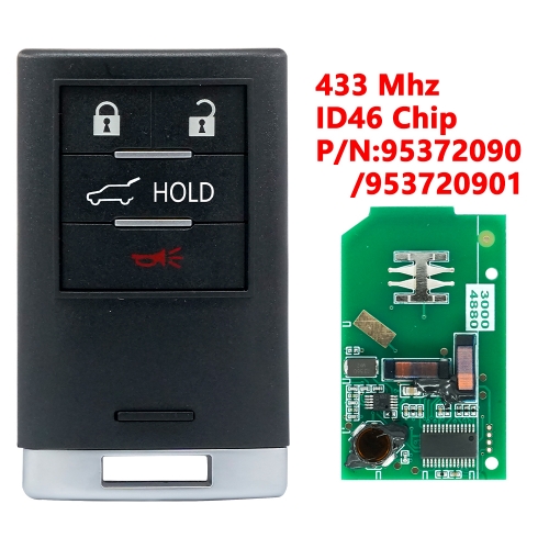 (433.92Mhz)GM/S: 95372090/953720901 3+1 Buttons PCF7952A / HITAG 2 / 46 Chip Remote Key for Chevrolet