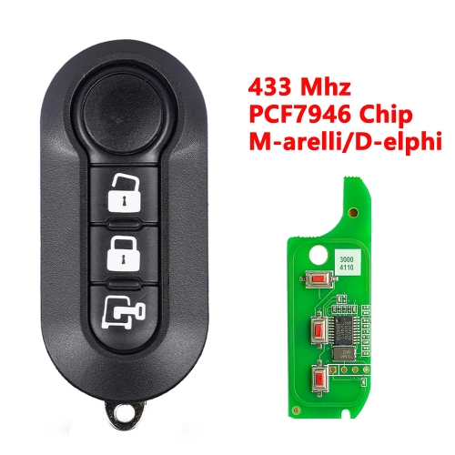 (433Mhz)3 Buttons PCF7946 Chip Remote Flip Car Key for Fiat 500 D-elphi BSI / M-arelli