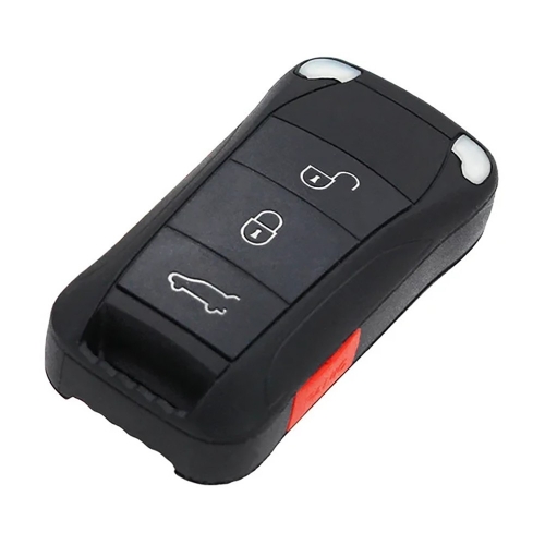 3+1 Buttons Flip Remote Key Shell Fob for Porsche Cayenne 2003+ uncut HU66 blade Folding Remote Car Key Case