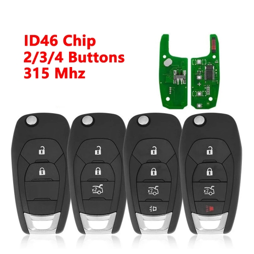 (315Mhz) 2/3/4 Buttons ID46 Chip Flip Remote Key for Chevrolet