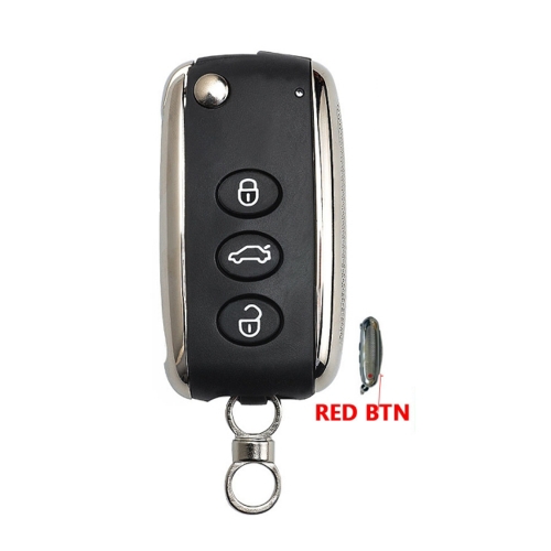 Modified Folding Flip 3 Button Remote Key Shell Case Fob For Bentley