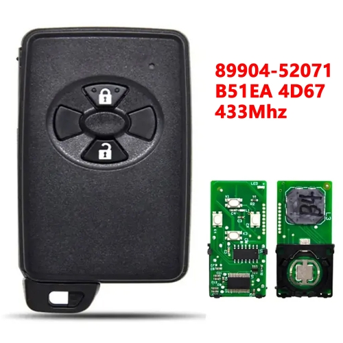 (433Mhz)89904-52071/B51EA 2 Buttons 4D67 Chip Keyless go Remote for Toyota Corolla Auris Rav4 Yaris 2006+