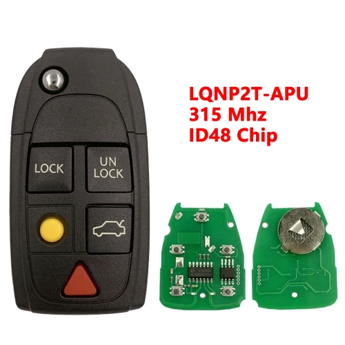 Aftermarket 5 Button Flip Key For Volvo S80 S60 V70 XC70 XC90 2004-2015 Remote 8688799 LQNP2T-APU ID48 315 Mhz