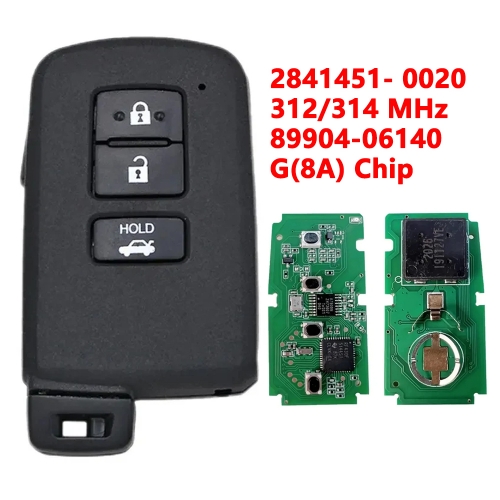 (312/314Mhz)2841451-0020 89904-06140 3 Buttons G 8A Chip Keyless Remote Key for Toyota Corolla Camry