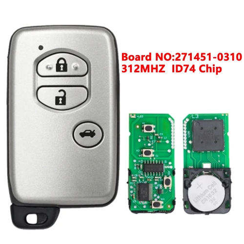 (312MHz)271451-0310 3 Buttons ID74 Chip Keyless Remote Key for Toyota Camry Mark X 2006