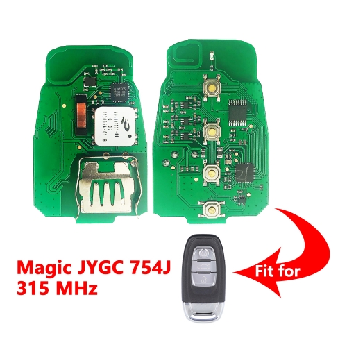 (315MHz)JMD Magic 754J 4 Buttons 4A chip Keyless Go Remote Key PCB Board  for Audi Q5 A4L A5 A6 A7 A8 RS4 RS5 S4 S5 8T0 959 754J