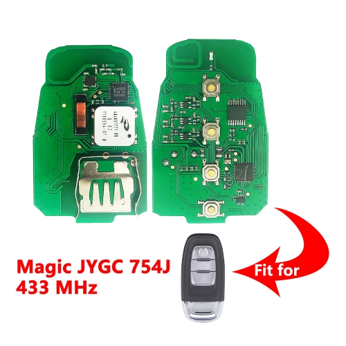 (433MHz)JMD Magic 754J 4 Buttons 4A chip Keyless Go Remote Key PCB Board  for Audi Q5 A4L A5 A6 A7 A8 RS4 RS5 S4 S5 8T0 959 754J