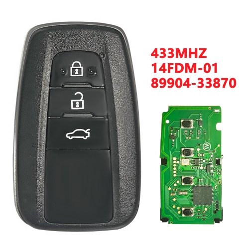 (433MHz)14FCC 14FDM-01 89904-33870 3 Buttons Smart Car Key for Toyota Camry 2018+