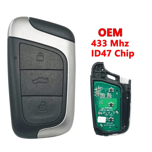 （433Mhz)3 Buttons ID47 Chip Smart Remote Key for Chery
