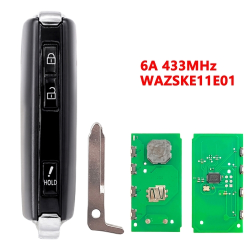 (433Mhz)WAZSKE11E01 3 Buttons(Hold) 6A Chip Keyless-Go Smart Remote Key for M-azda