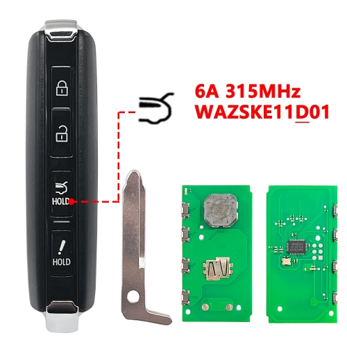(315Mhz)WAZSKE11D01 4 Buttons(Hatch+Hold) 6A Chip Keyless-Go Smart Remote Key for M-azda