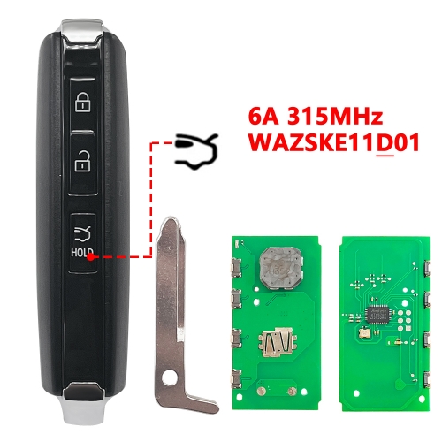 (315Mhz)WAZSKE11D01 3 Buttons(Trunk) 6A Chip Keyless-Go Smart Remote Key for M-azda