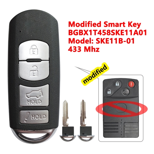 (433Mhz)BGBX1T458SKE11A01 SKE11B-01 4 Buttons Modified Smart Remote Car Key for Mazda CX-7 CX-9 2007 2008 2009