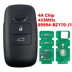 (433Mhz)89994-BZ170-J1 3 Buttons 4A Chip Remote Smart Car Key for Toyota Raize Rocky Yaris Cross