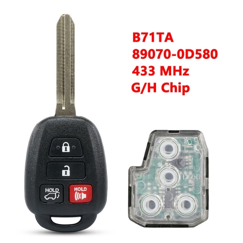 (433Mhz)B71TA 89070-0D580 3+1(SUV) Buttons G/H Chip Remote Key for Toyota