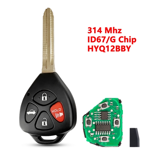 (314Mhz)HYQ12BBY 3+1 Buttons G/67 Chip Remote Key for Toyota