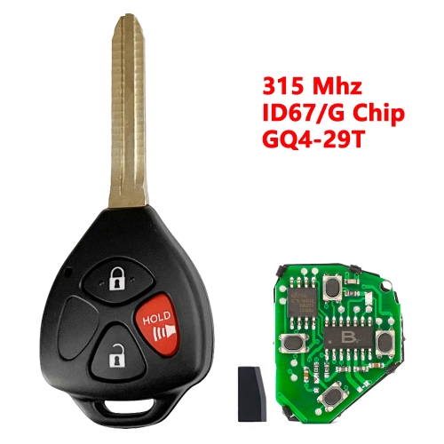 (315Mhz)GQ4-29T 2+1 Buttons G/67 Chip Remote Key for Toyota