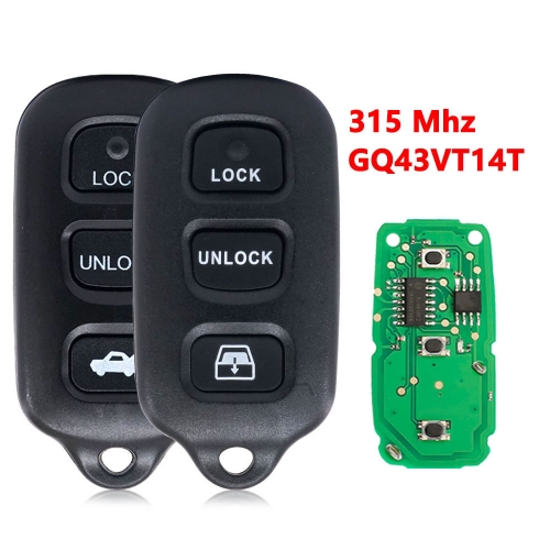 (315Mhz)GQ43VT14T 3+1 Buttons Remote Key for Toyota