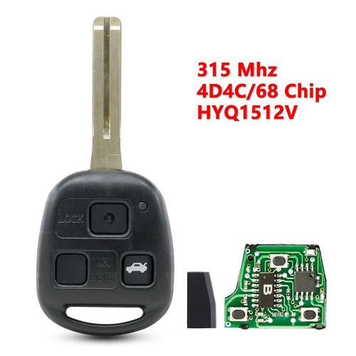 (315Mhz)HYQ1512V 3 Buttons 4D4C/68 Chip Remote Key for Toyota