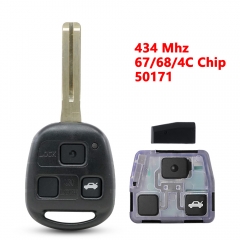 (434Mhz)50171 3 Buttons 4D4C/67/68 Chip Remote Key for Toyota